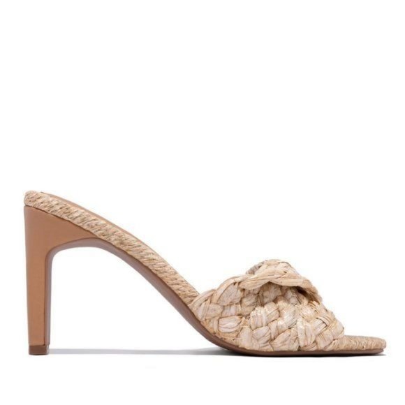 !! NEW !! Raffia Mule Heels in Natural - Picture 3 of 11